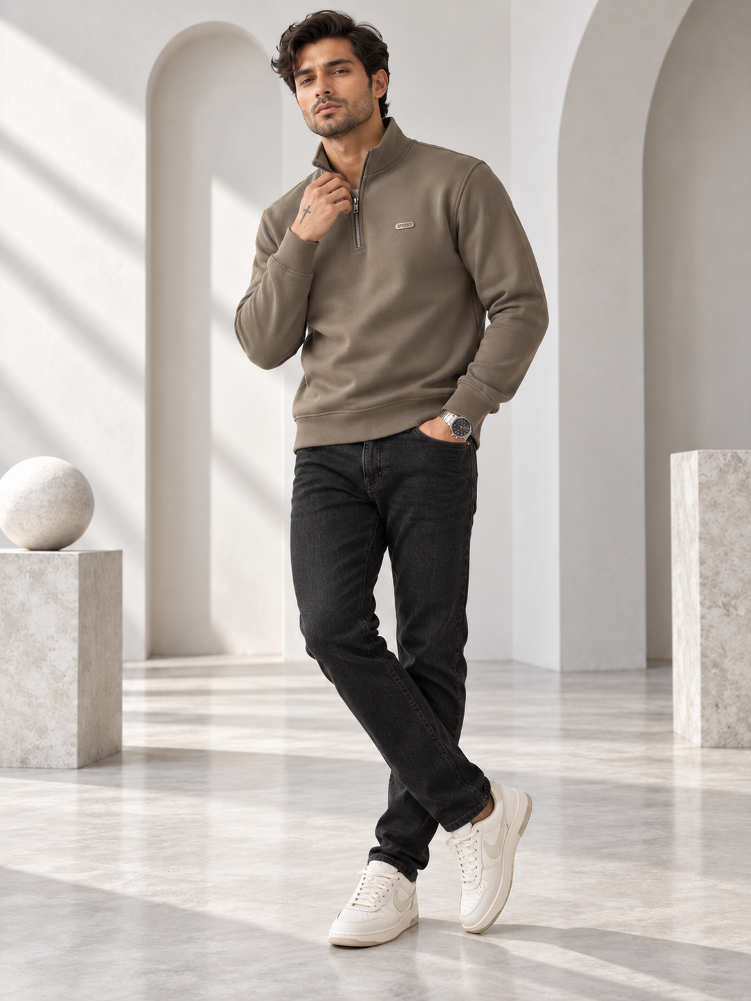 Grey Colour Regular Fit Primium Sweatshirt