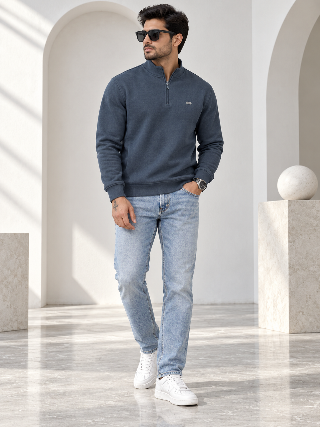 Navy Colour Regular Fit Primium Sweatshirt