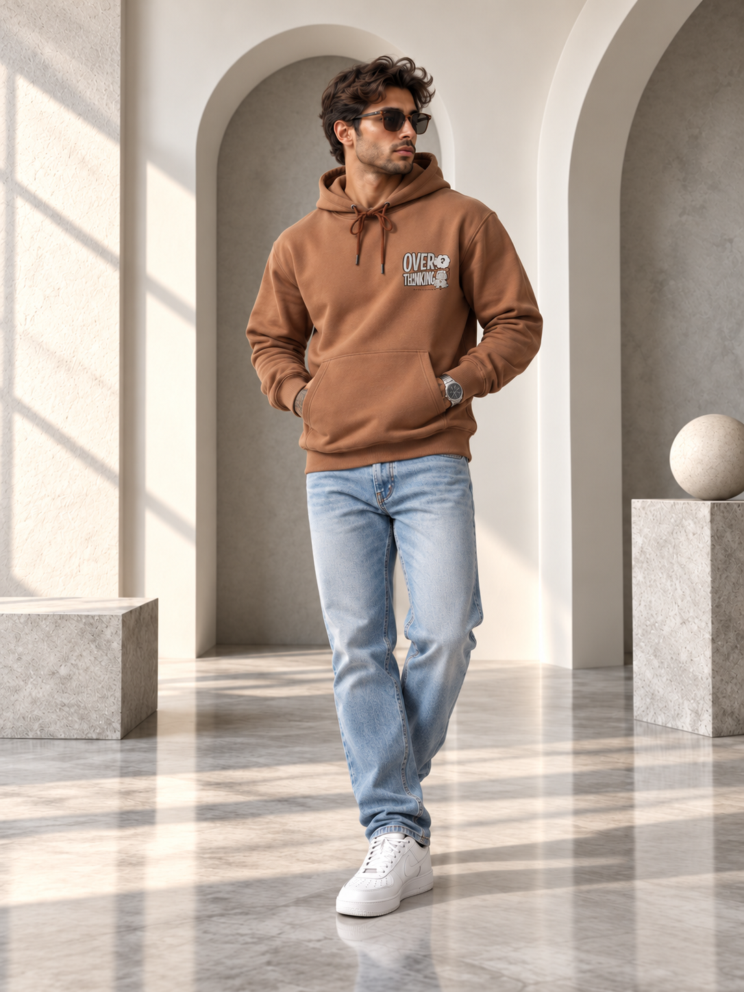 Rust Colour Regular Fit Primium Hooded Sweatshirt