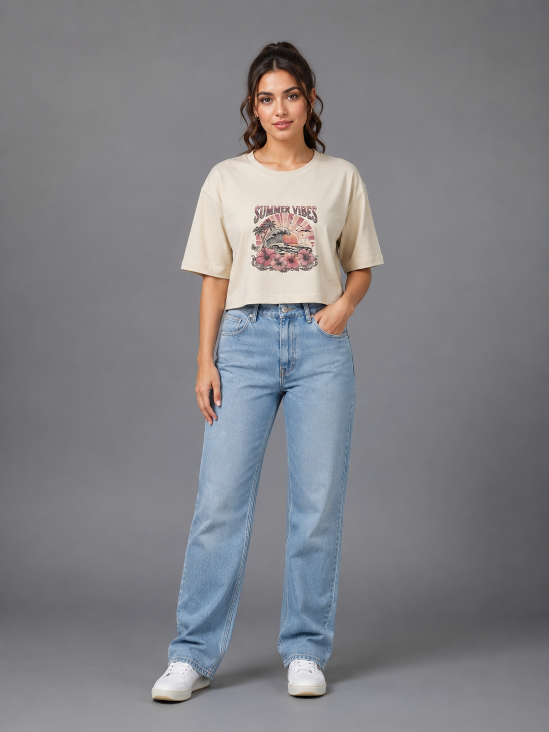 Women's Crop Top Soft Cotton Blend Casual & Trendy