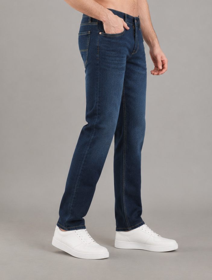 Men Narrow Fit Dark Blue Jeans