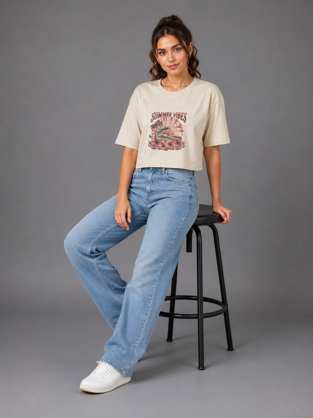 Women's Crop Top Soft Cotton Blend Casual & Trendy