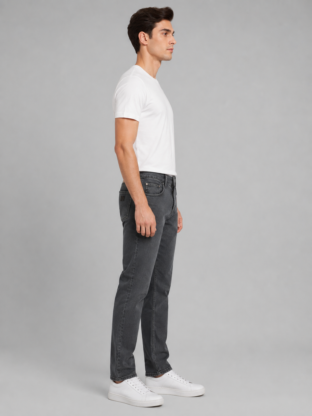 Men Dark Grey Color Solid Primium jeans