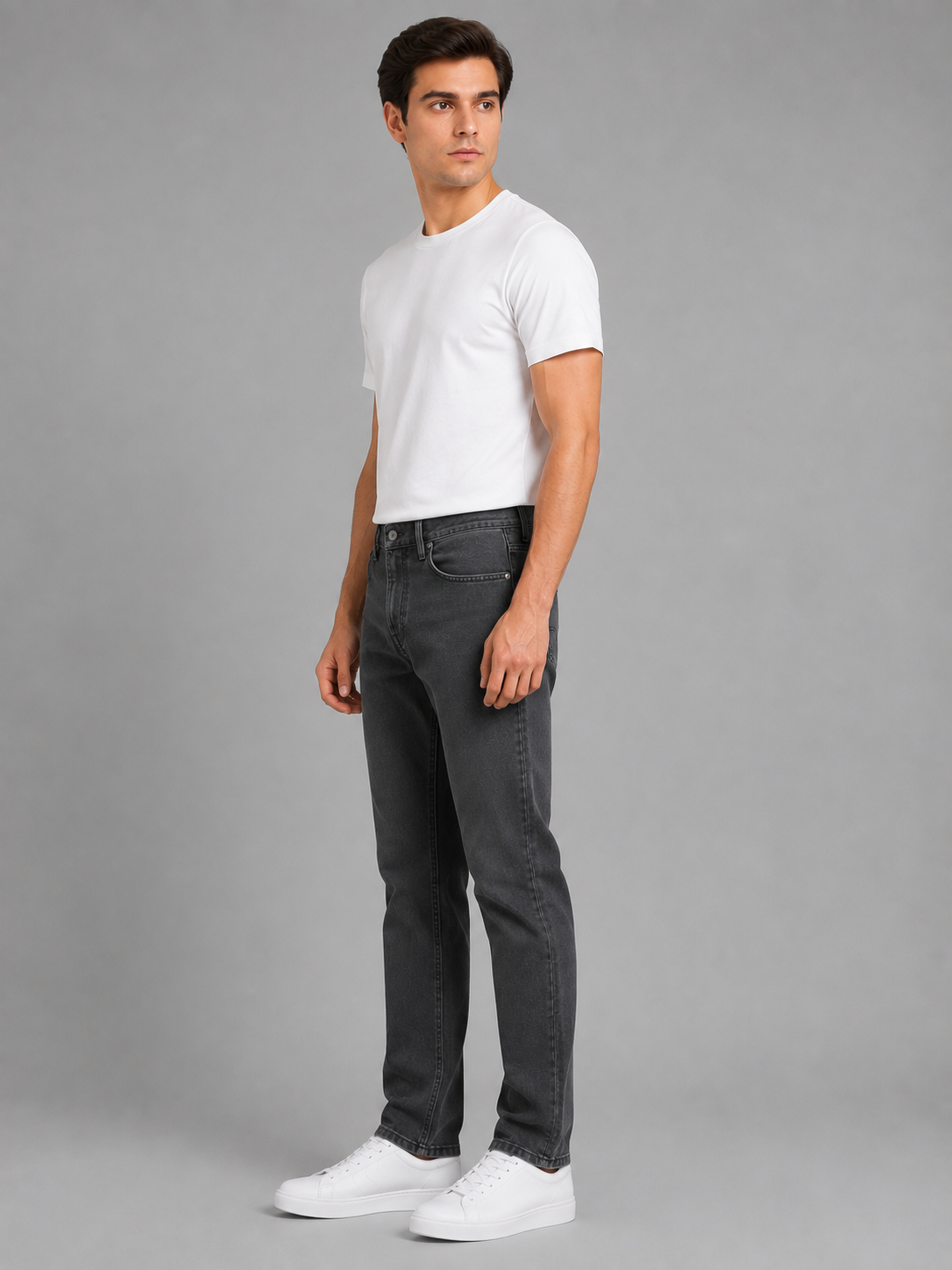 Men Mid Grey Color Solid Primium jeans