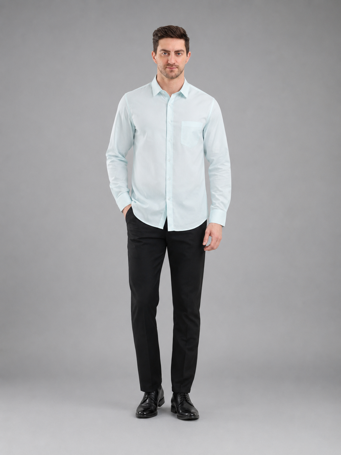 Men Full Sleeve's | Formal Cotton Shirt | Regular Fit | Sky Color