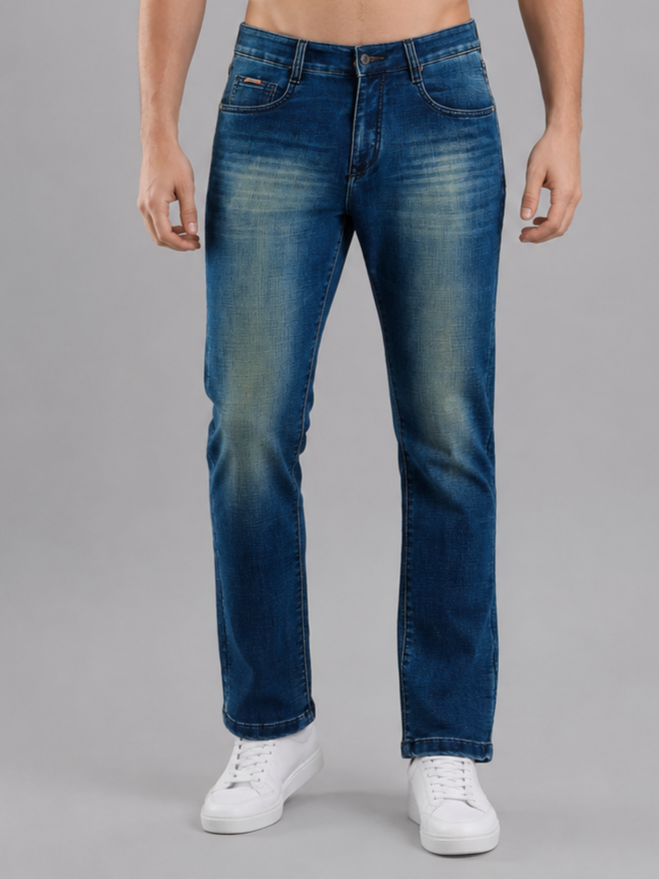 Men Stretch Narrow Fit | Dark Blue Jeans | Premium Casual Denim