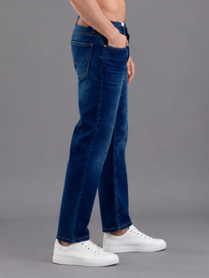 Men Stretch Comfort Fit | Mid Blue Jeans | Premium Casual Denim