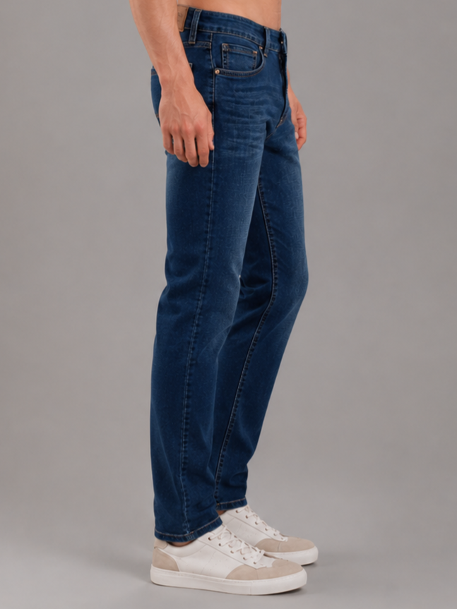 Men Stretch Comfort Fit | Mid Blue Jeans | Premium Casual Denim