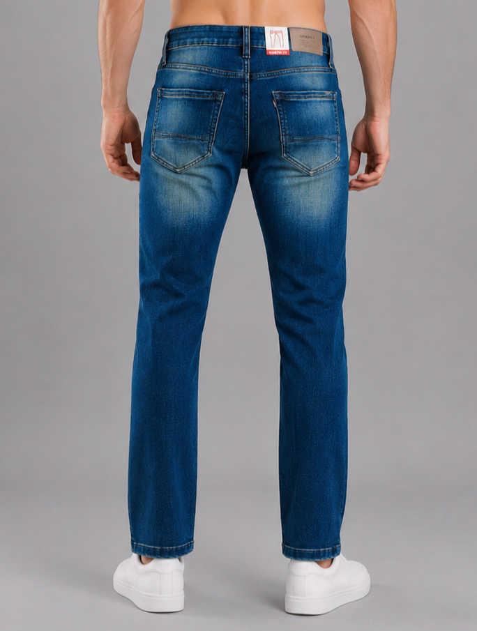 Men Stretch Narrow Fit | Dark Blue Jeans | Premium Casual Denim