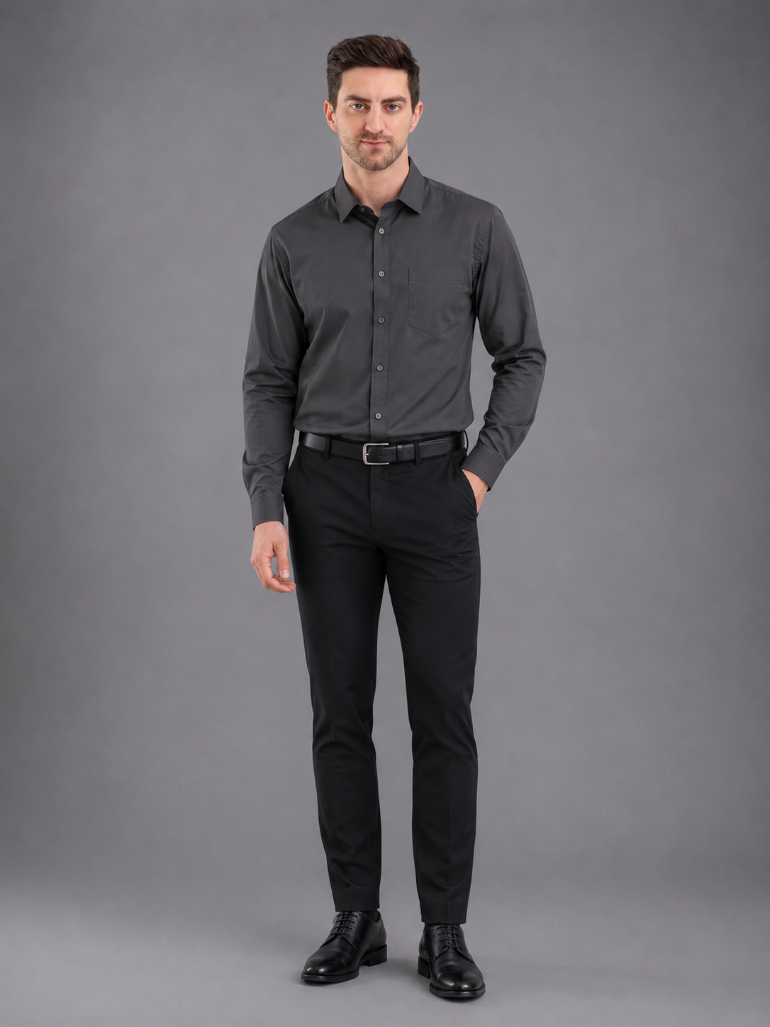 Men Full Sleeve's | Formal Cotton Shirt | Regular Fit | Black Color