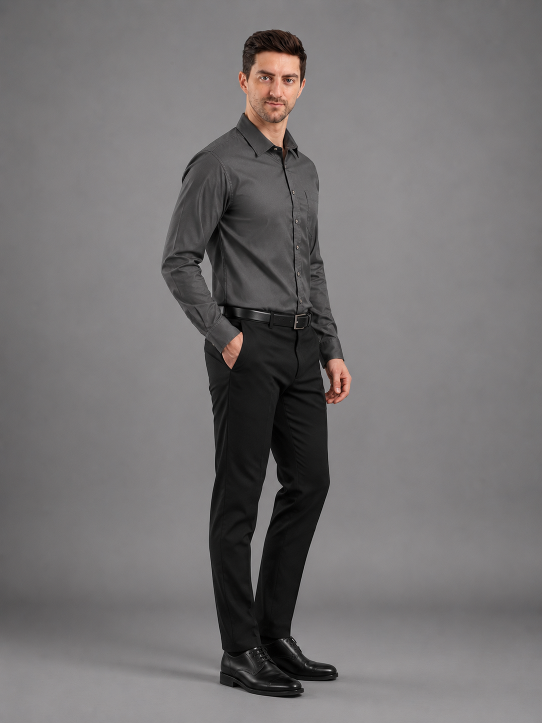 Men Full Sleeve's | Formal Cotton Shirt | Regular Fit | Black Color