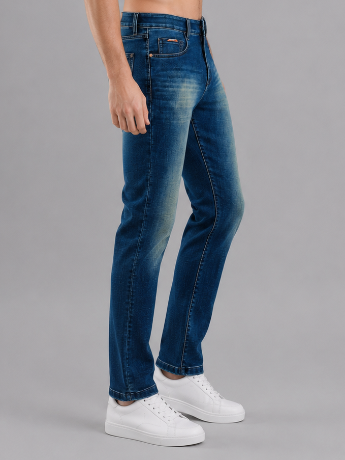 Men Stretch Narrow Fit | Dark Blue Jeans | Premium Casual Denim