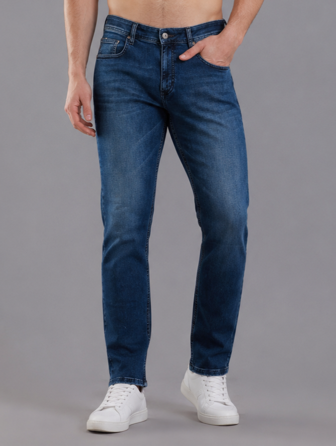SPARKY Men | Stretch Comfort Fit | Mid Blue Jeans | Premium Casual Denim