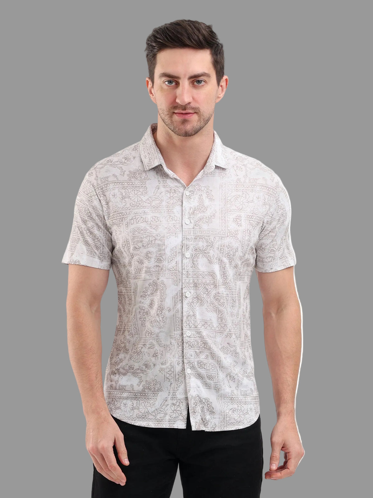 Sparky Solid Slim Fit Cotton Casual Shirt Half Sleeve | Summer Plus Size White Color