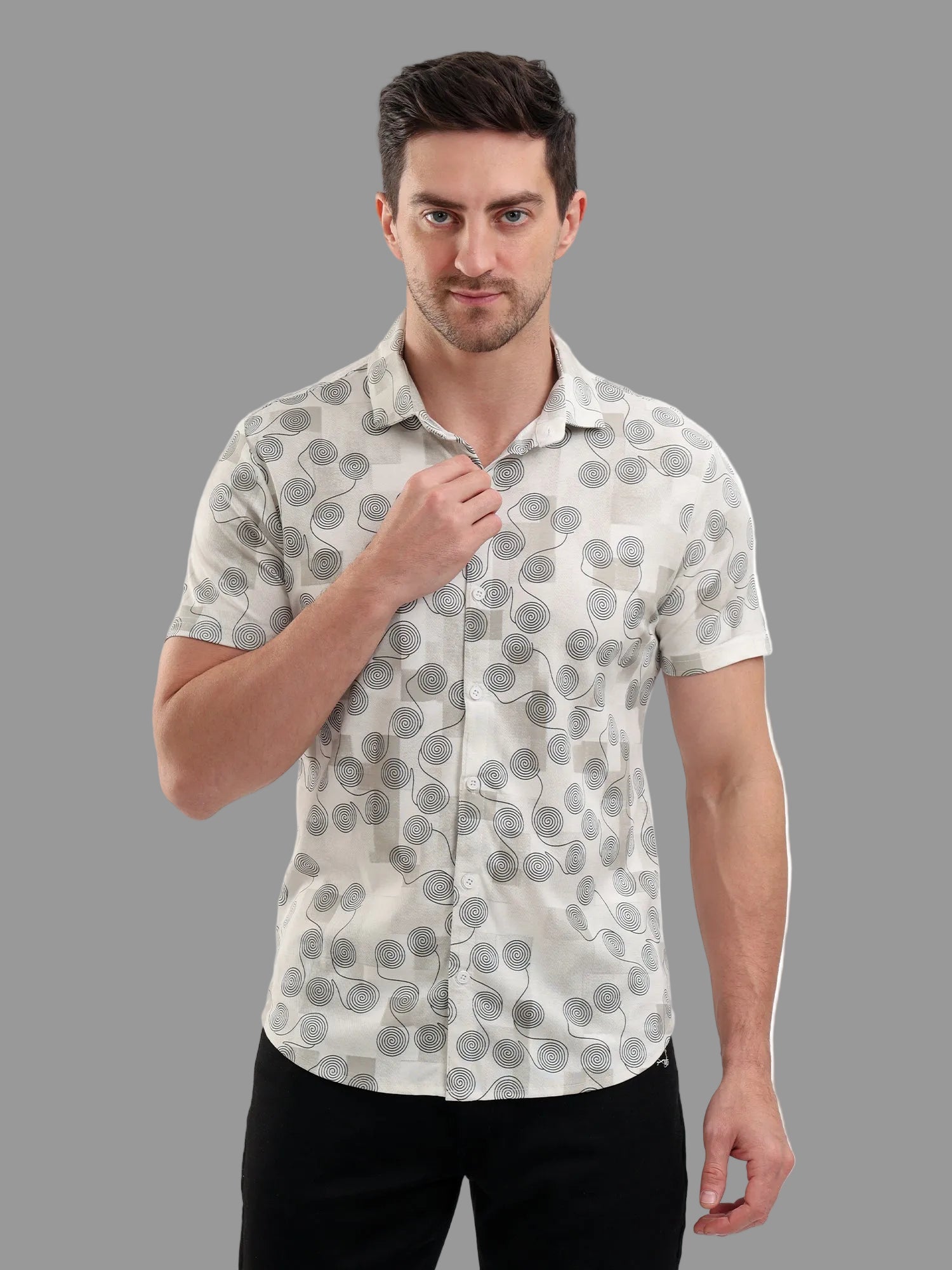 Sparky Solid Slim Fit Cotton Casual Shirt Half Sleeve | Summer Plus Size White Color