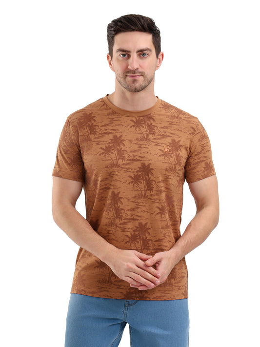 Sparky Solid Slim Fit Cotton Formal T-Shirt Half Sleeve | Summer Plus Size Brown Color