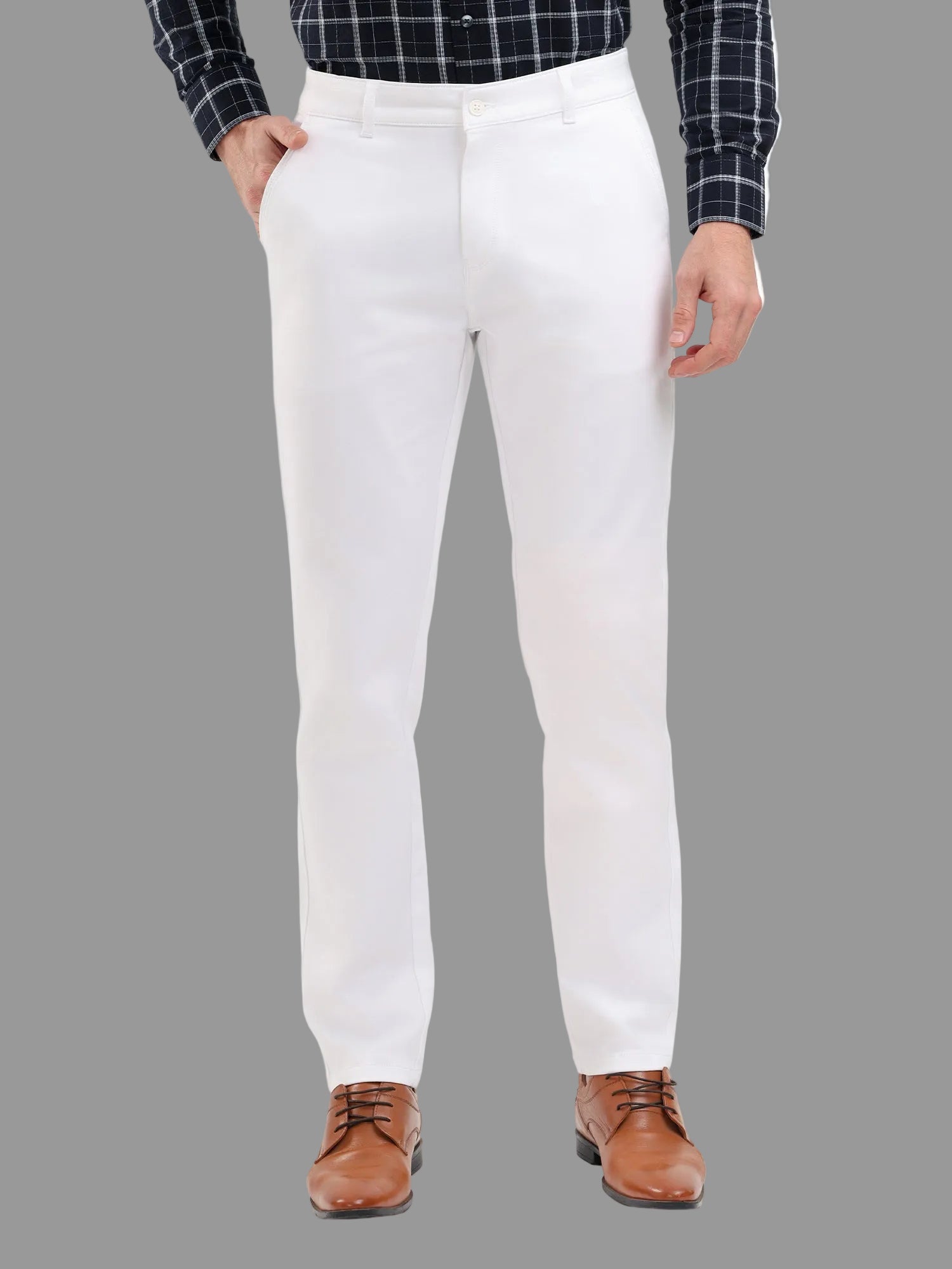 Men'S Slim Fit Cotton Blend Pant White Color