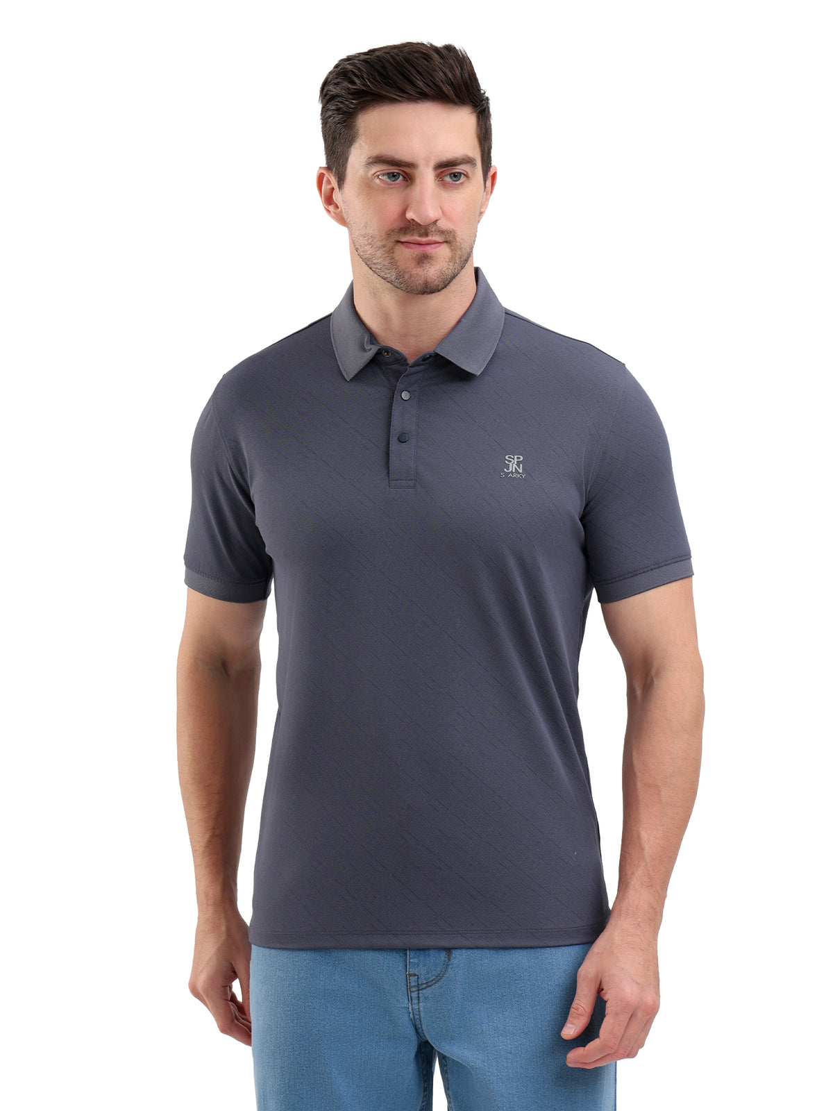 Sparky Solid Slim Fit Cotton Formal Polo Tshirt Half Sleeve | Summer Plus Size Grey Color