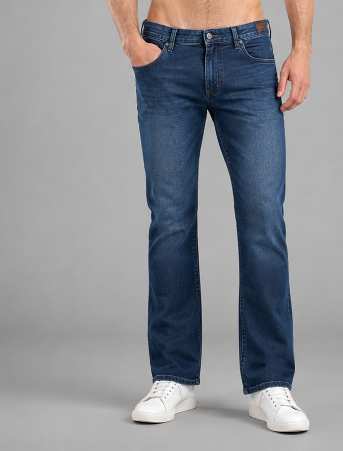 Men's Narrow Fit Stretch Denim Jeans | Mid Rise | Casual Blue Jeans for Men