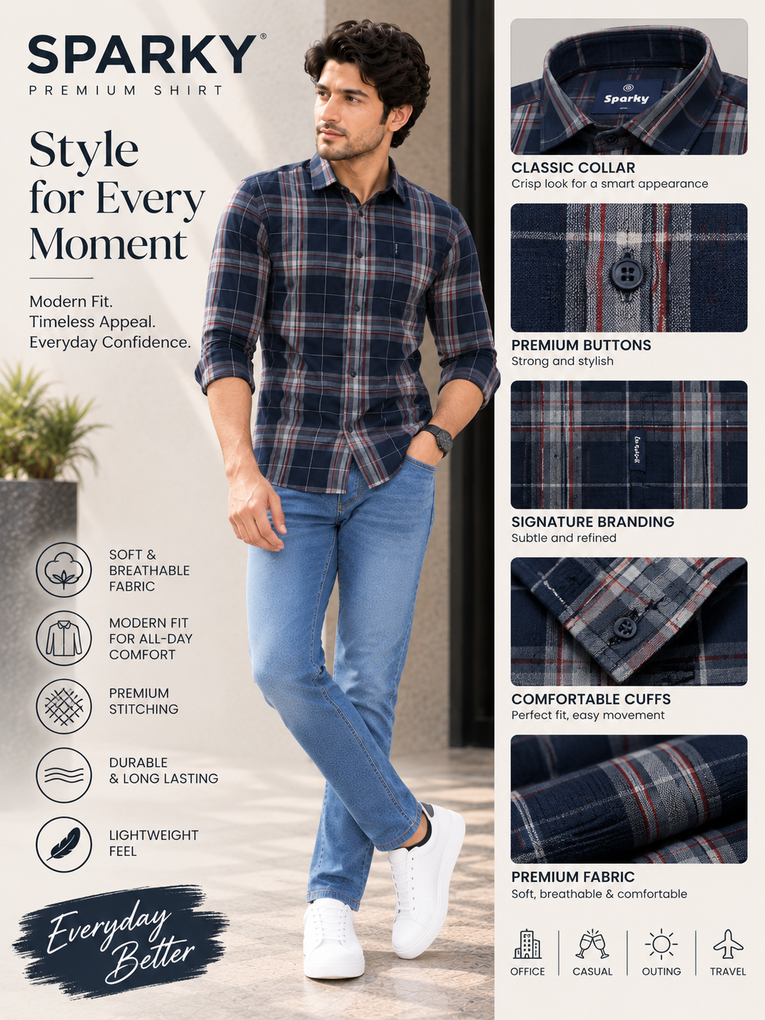 Men’s Premium Checked Full Sleeve Casual Shirt