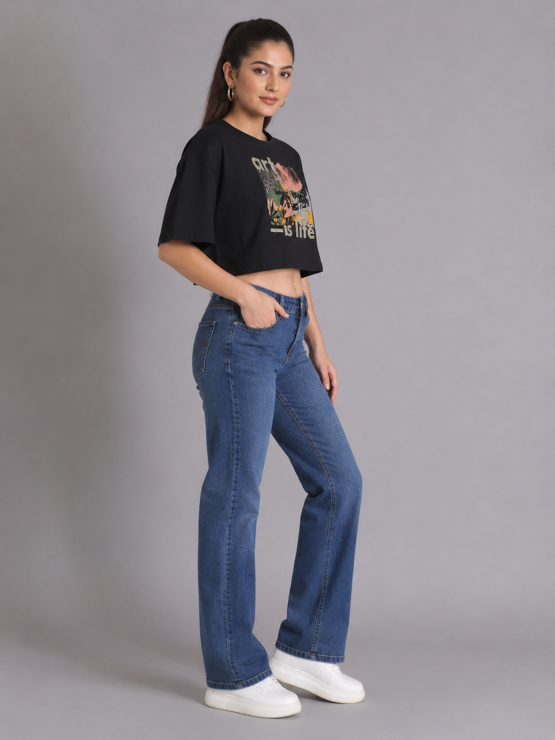 Women's Crop Top Soft Cotton Blend Casual & Trendy
