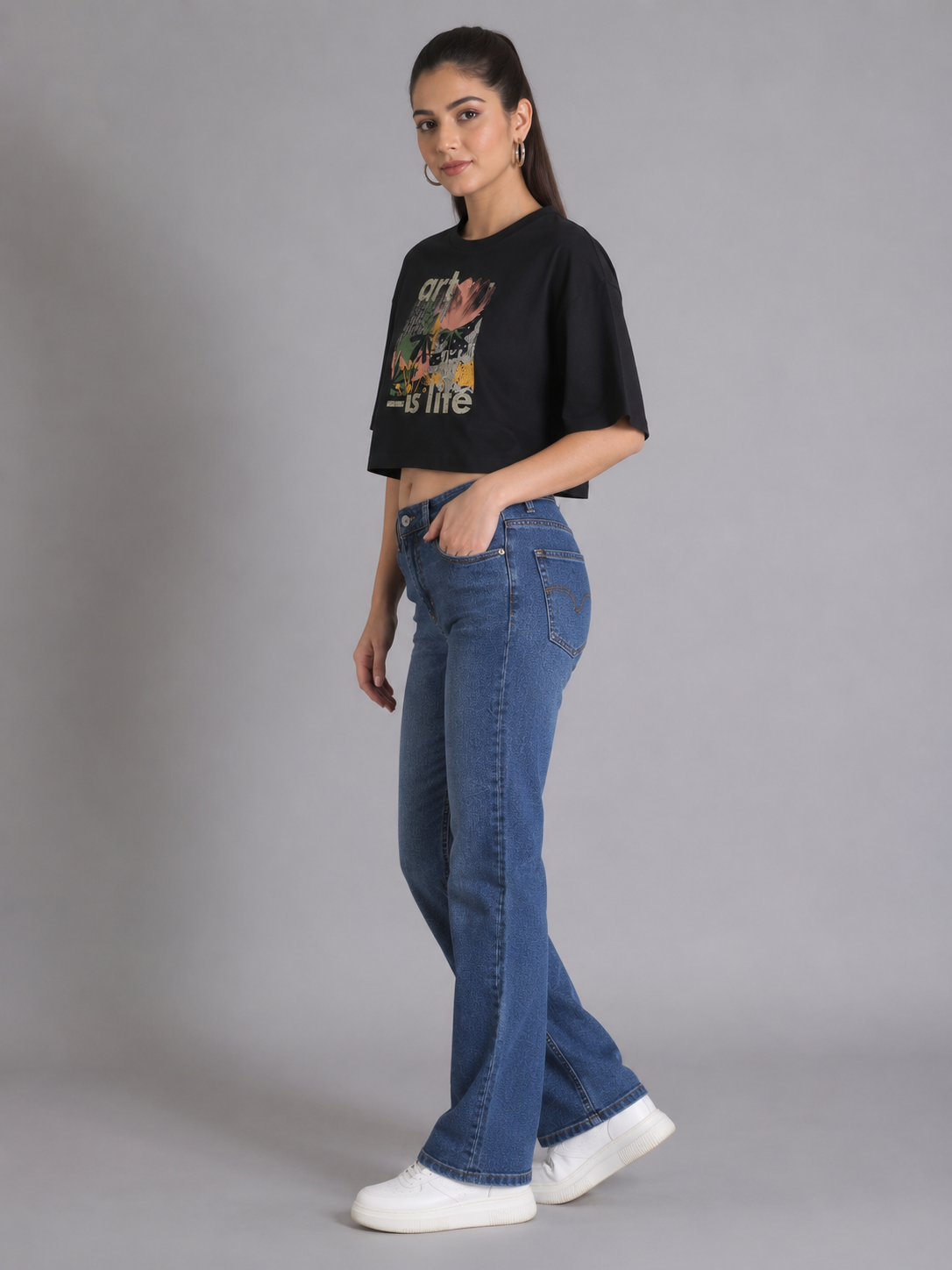 Women's Crop Top Soft Cotton Blend Casual & Trendy