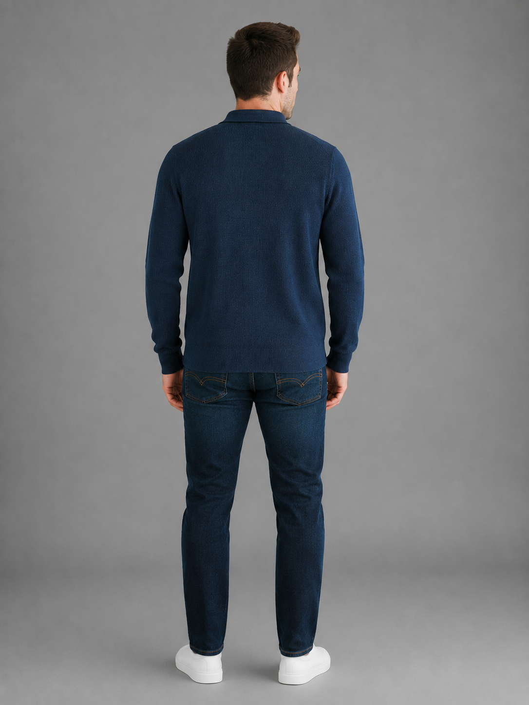 Men Navy Colour Premium Solid Polo T-Shirt
