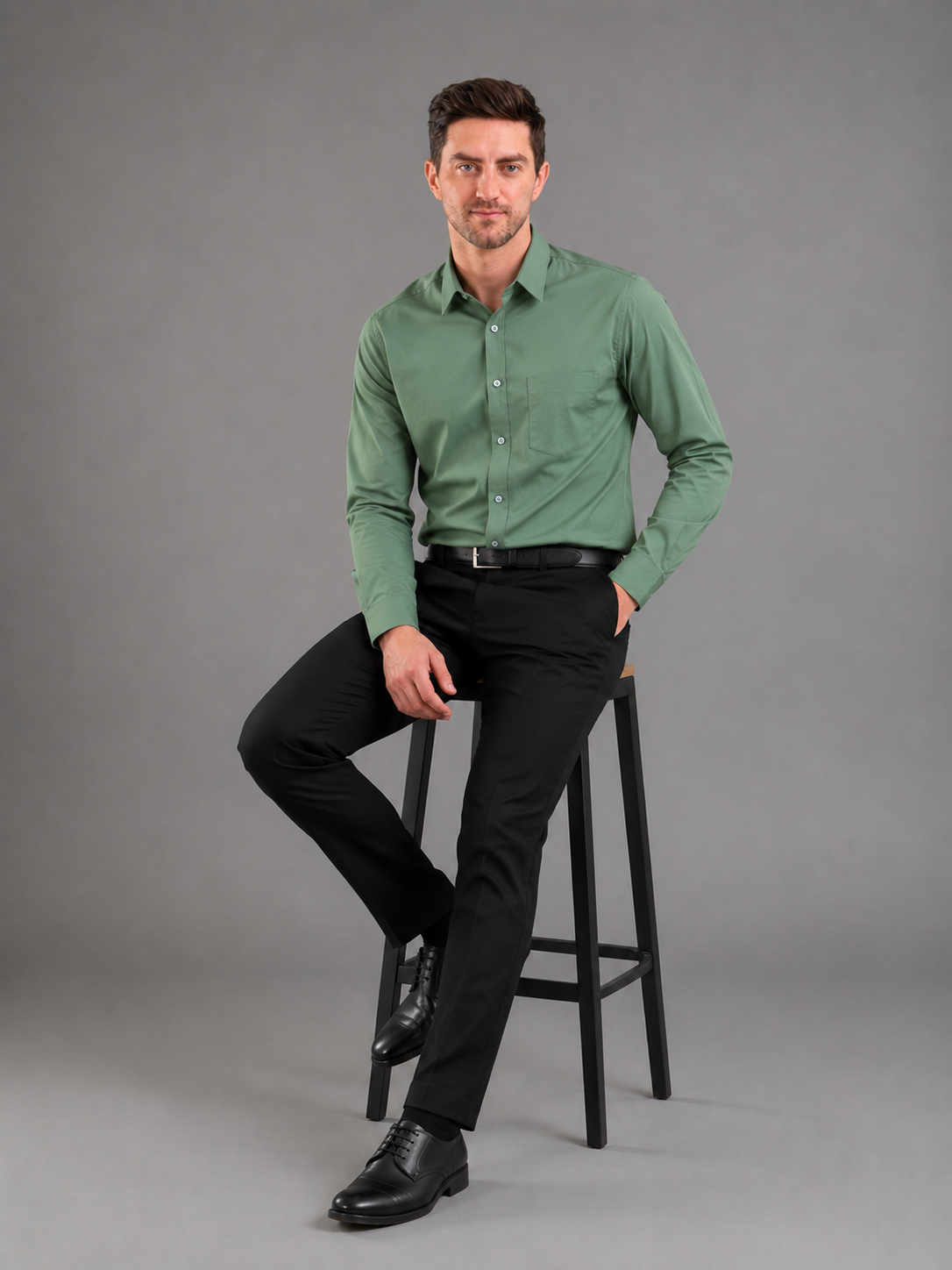 Men Full Sleeve's | Formal Cotton Shirt | Regular Fit | Green Color