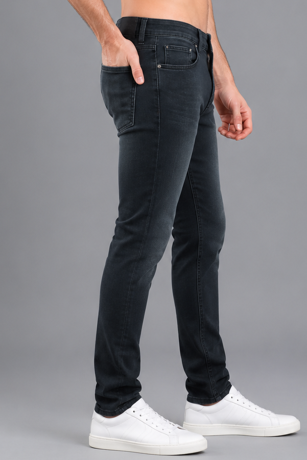 Men's Narrow Fit | Stretch Denim Jeans | Mid Rise | Casual Dark Blue Jeans