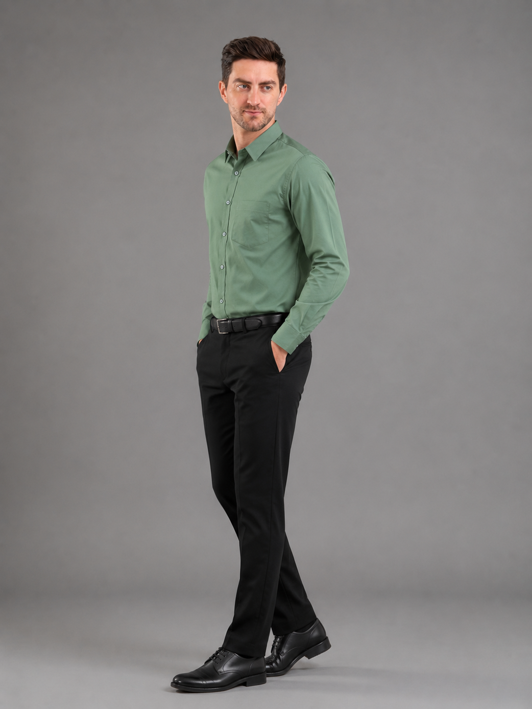 Men Full Sleeve's | Formal Cotton Shirt | Regular Fit | Light Green Color