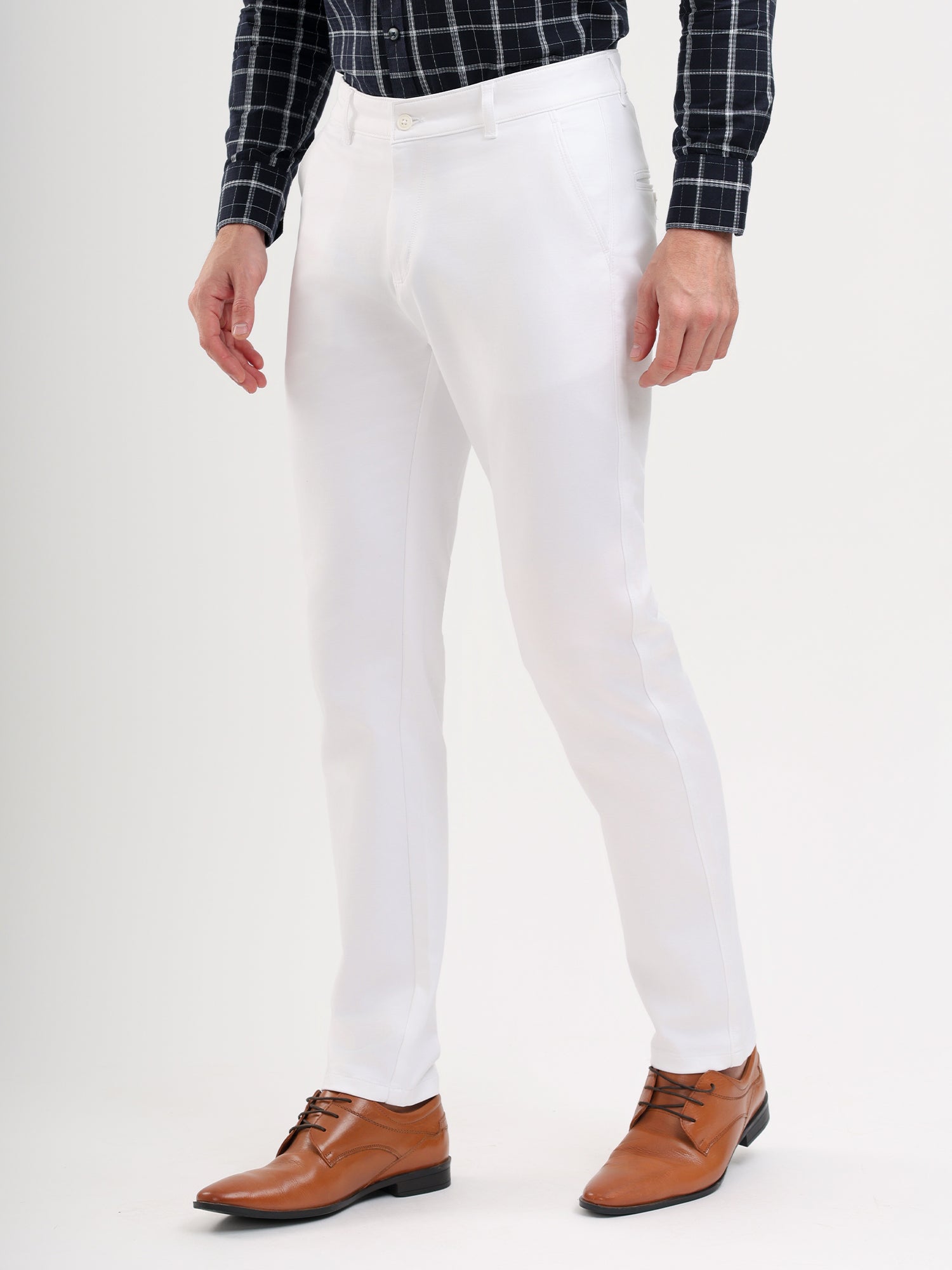 Men'S Slim Fit Cotton Blend Pant White Color