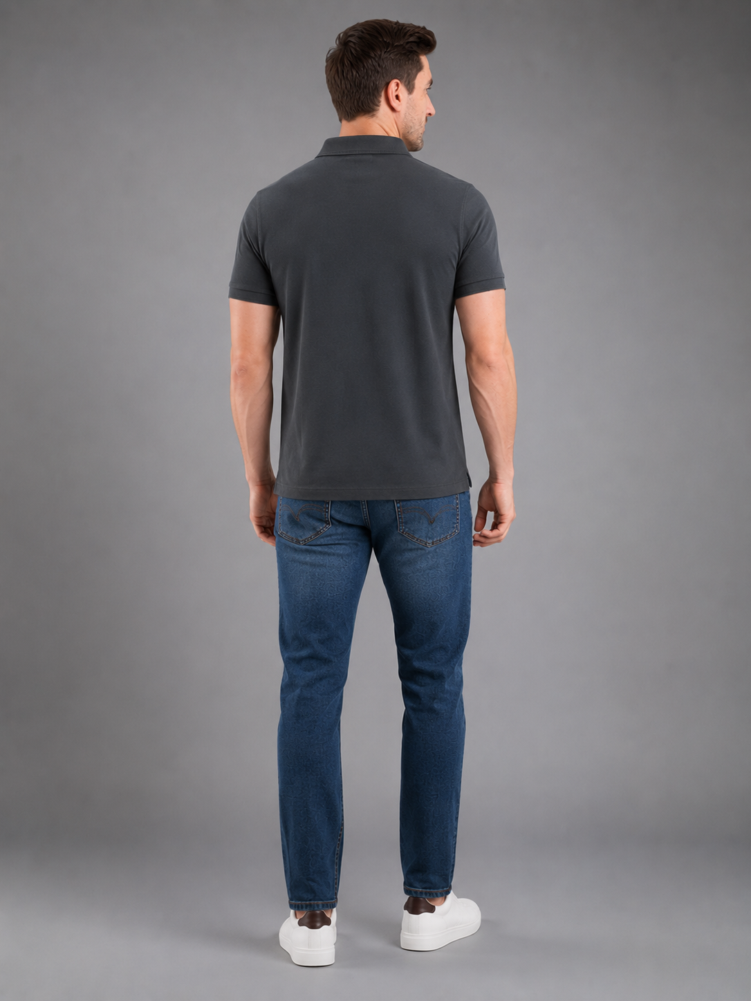 Men Grey Color Solid Polo T-Shirt