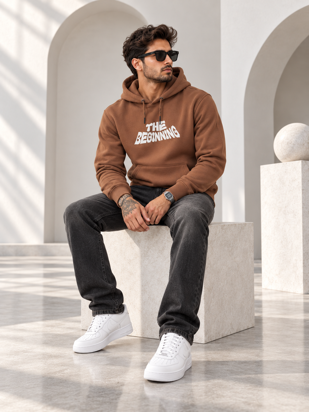 Brown Colour Regular Fit Primium Hooded Sweatshirt
