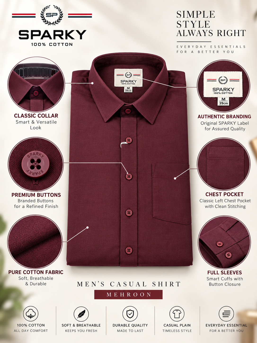 Men’s Premium Full Sleeve Plain Casual Shirt