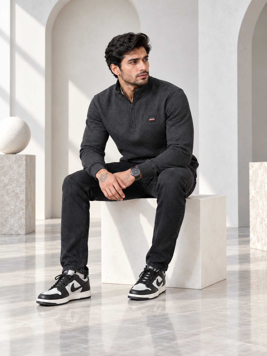 Black Colour Regular Fit Primium Sweatshirt