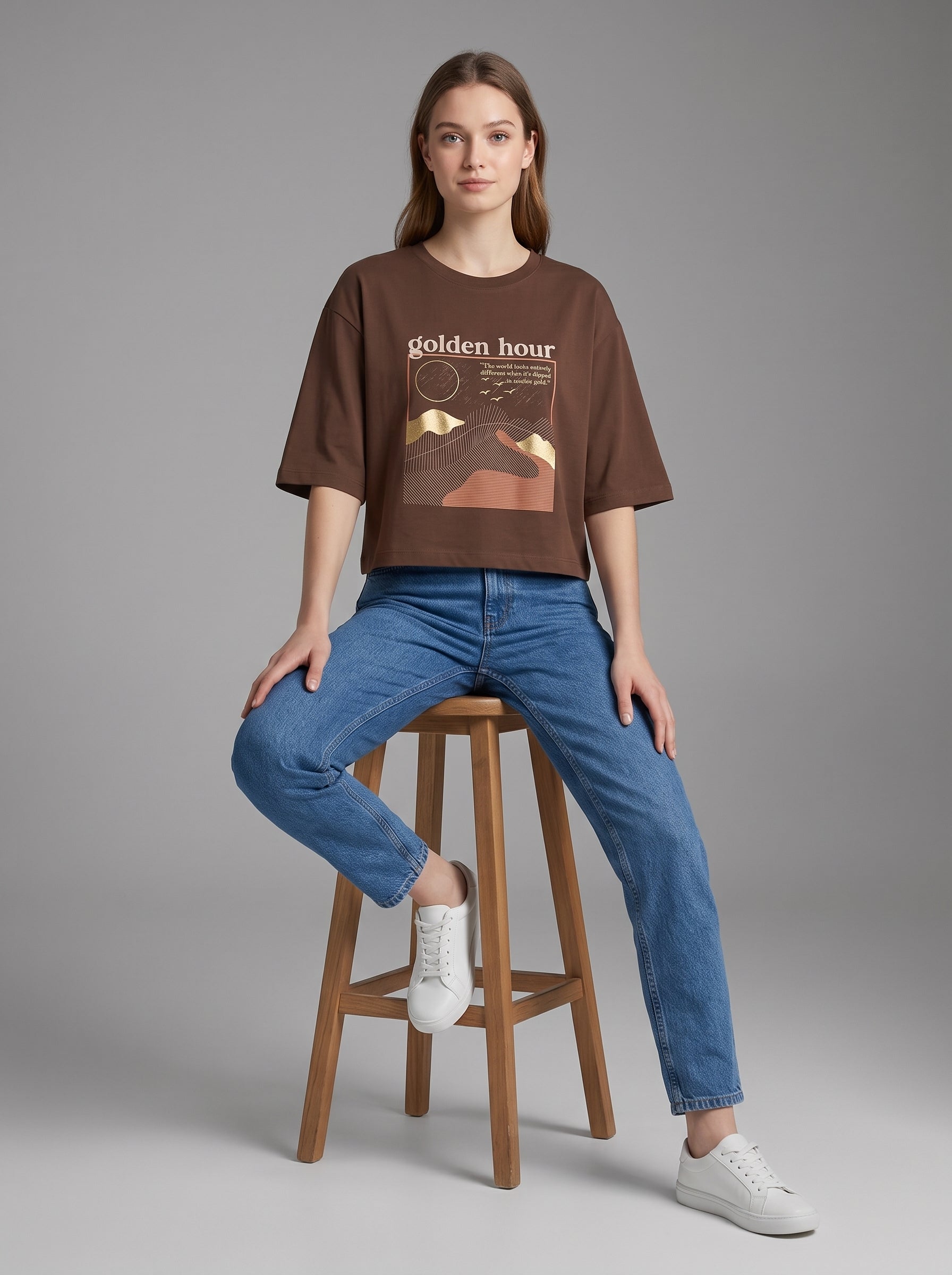 Women's Crop Top Soft Cotton Blend Casual & Trendy