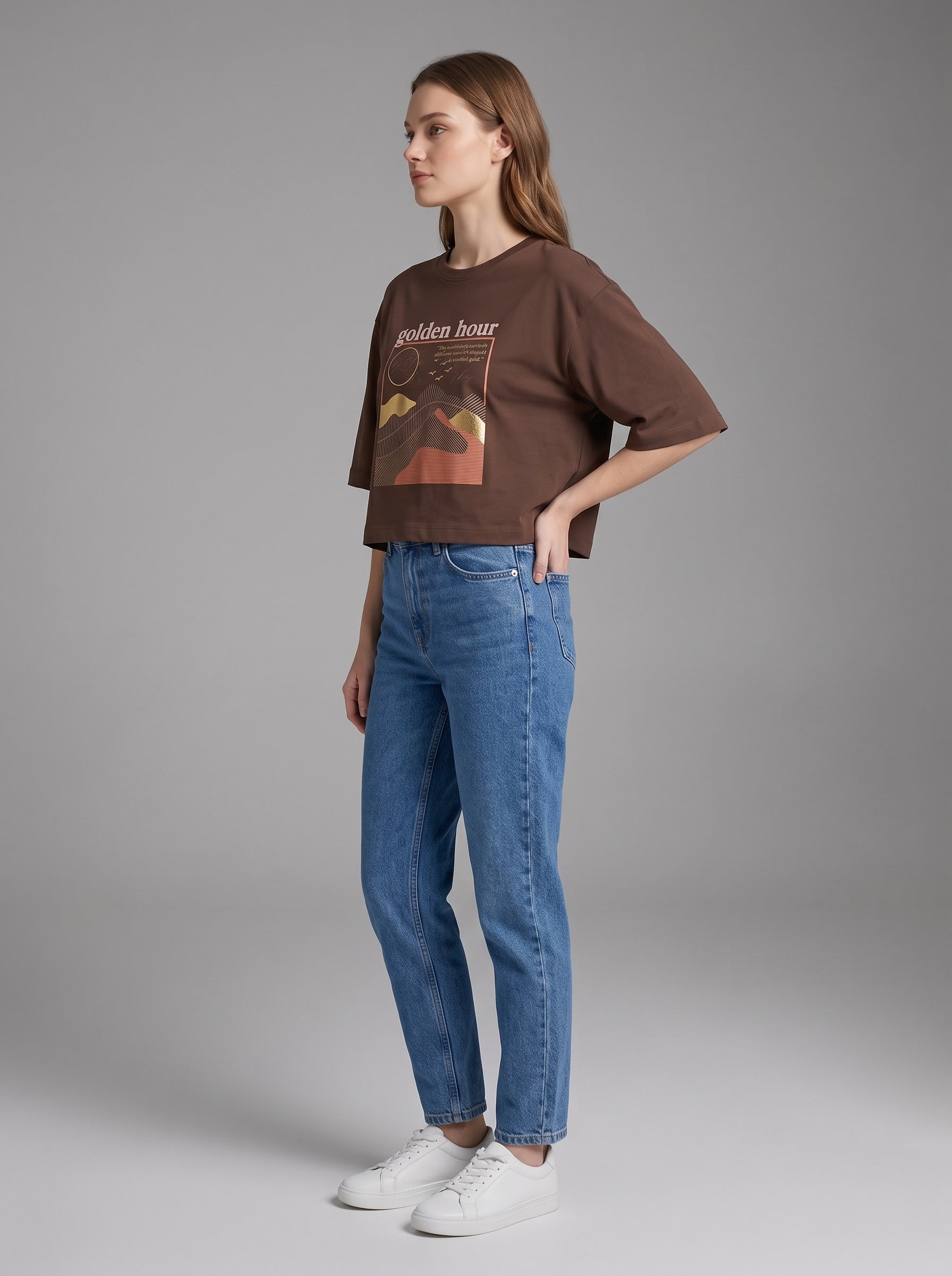 Women's Crop Top Soft Cotton Blend Casual & Trendy