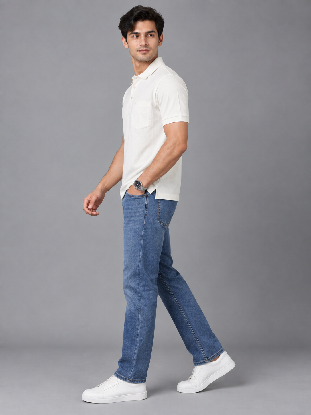 Men White Colour Premium Solid Polo T-Shirt