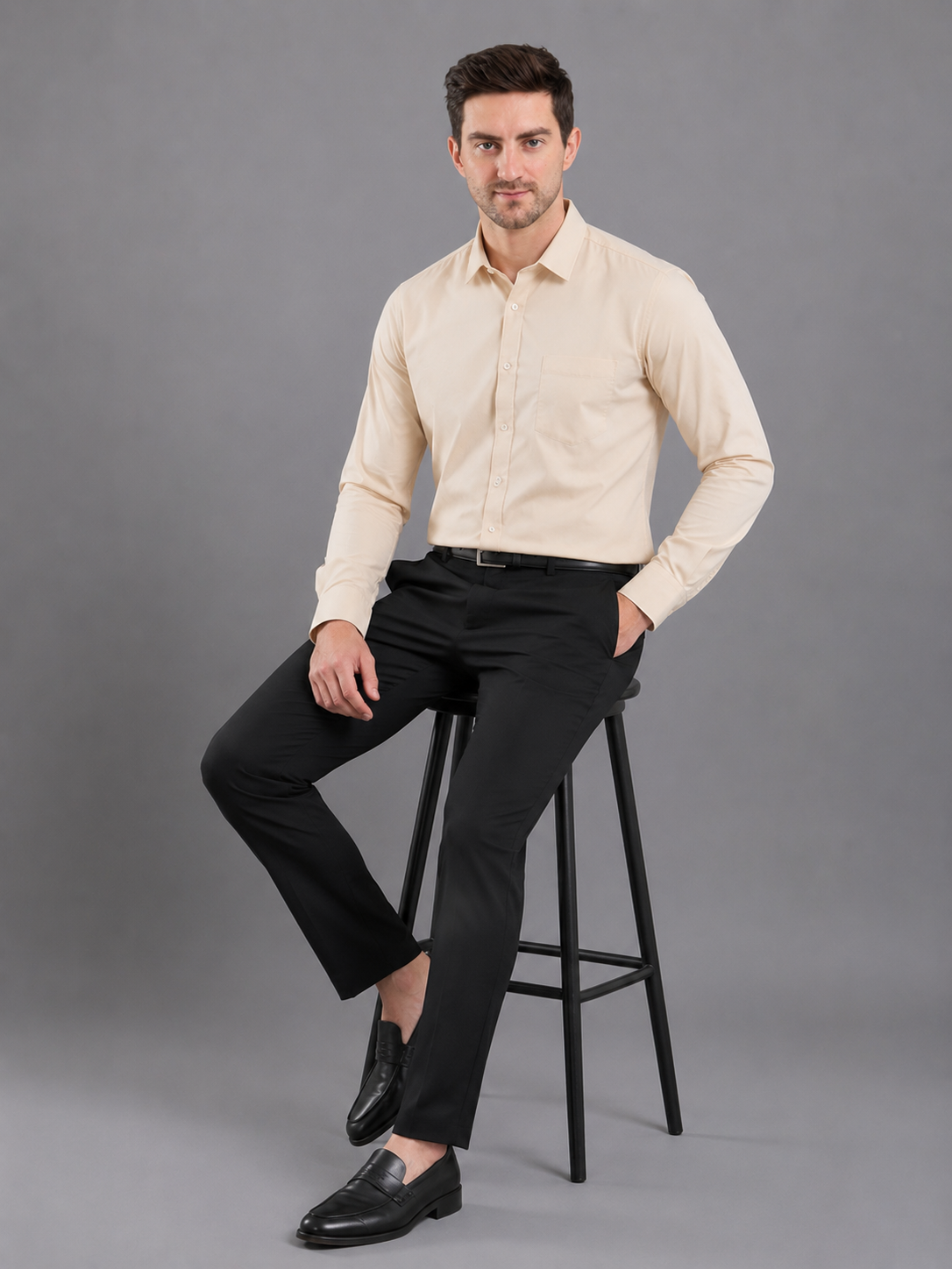 Men Premium Casual Plain Shirt Full Sleeve Regular Fit