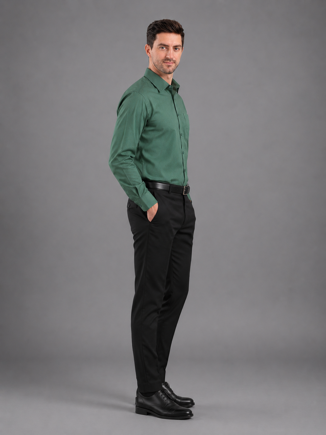 Men Full Sleeve's | Formal Cotton Shirt | Regular Fit | Green Color