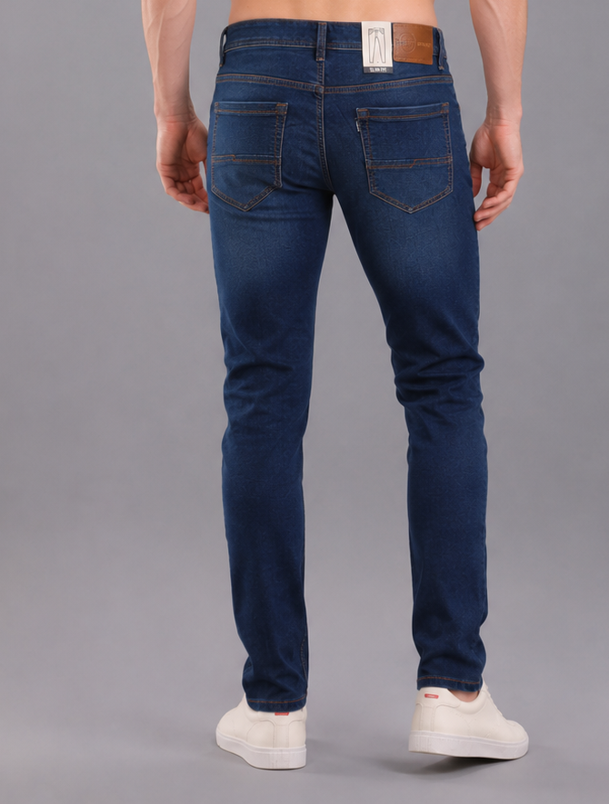 SPARKY Men | Stretch Narrow Fit | Mid Blue Jeans | Premium Casual Denim