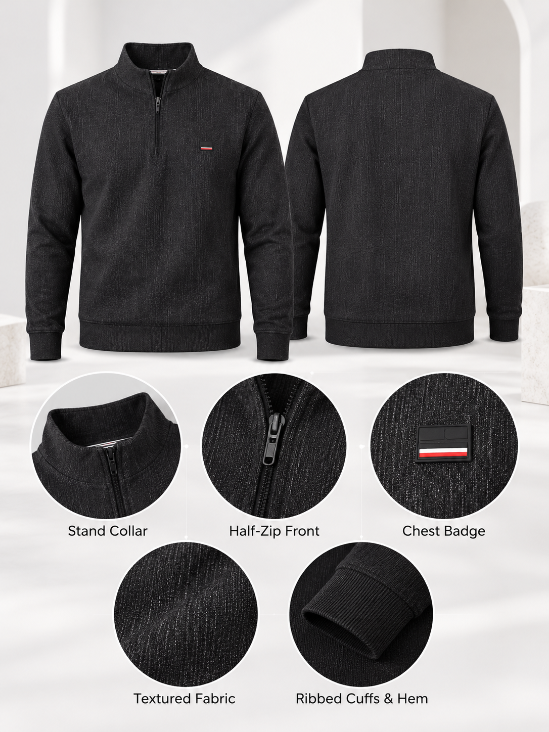 Black Colour Regular Fit Primium Sweatshirt