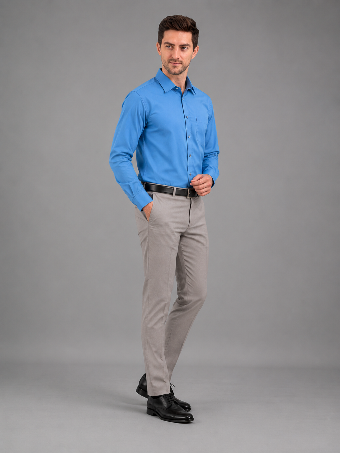 Men Full Sleeve's | Formal Cotton Shirt | Regular Fit | Blue Color