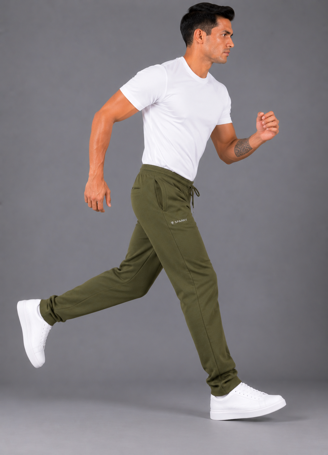 SPARKY Men's Fabric Solid Lower | Premium Track Pants Light Olive