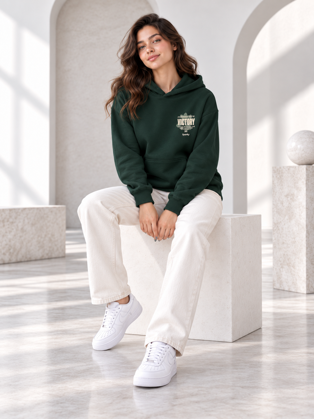 Women’s Primium Sweatshirt Green Colour Wolid Hooded