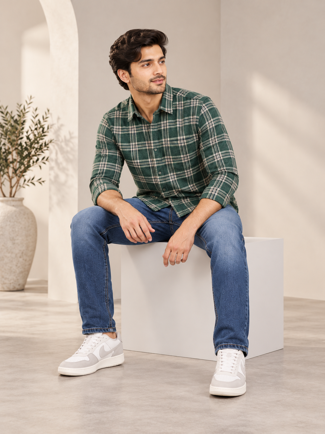 Men’s Premium Solid Casual Check Shirt