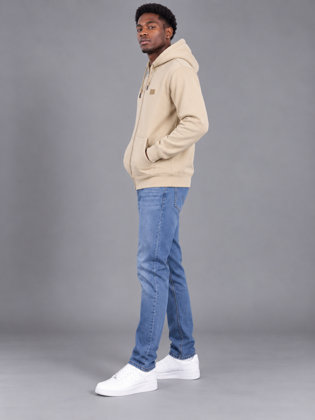 Fawn Colour Regular Fit Primium Hooded Sweatshirt