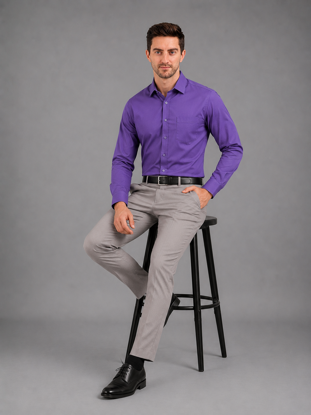 Men Full Sleeve's | Formal Cotton Shirt | Regular Fit | Purple Color