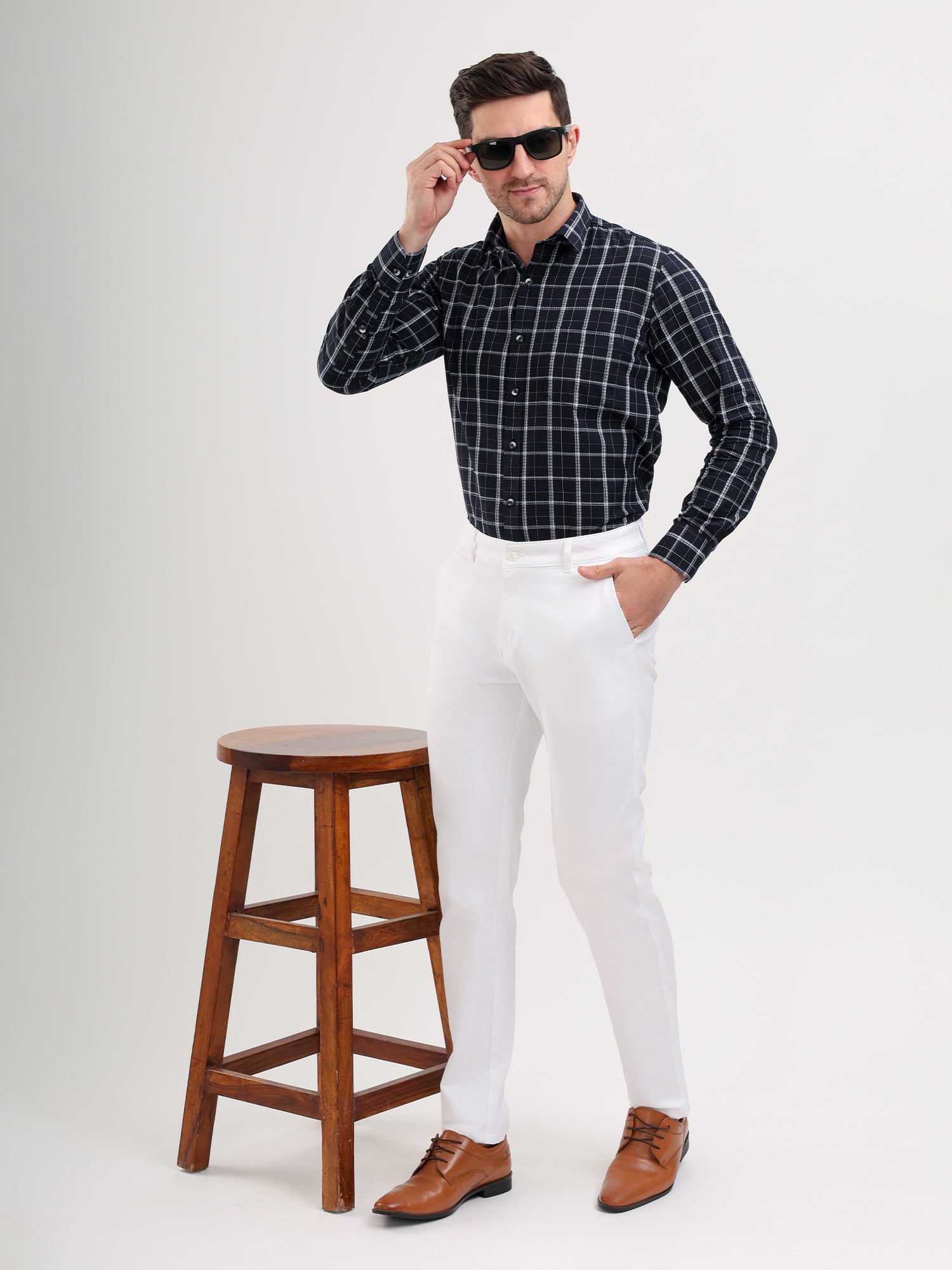 Men'S Slim Fit Cotton Blend Pant White Color