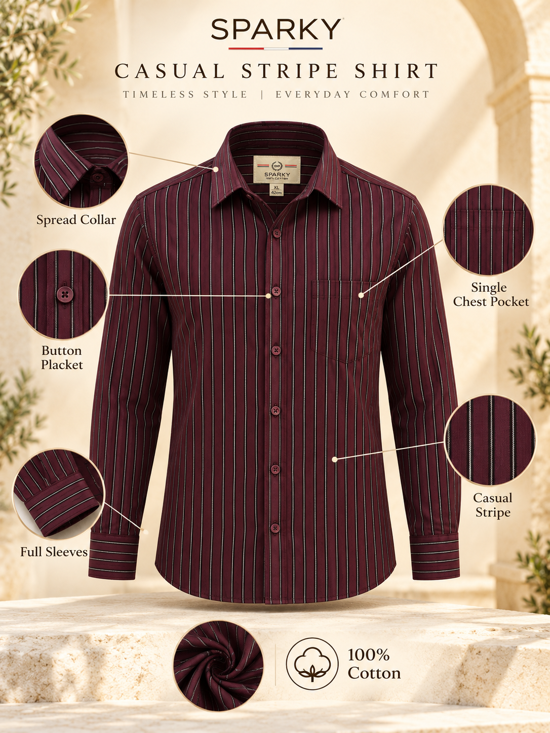 Men Regular Fit Full Sleeve Casual Shirt